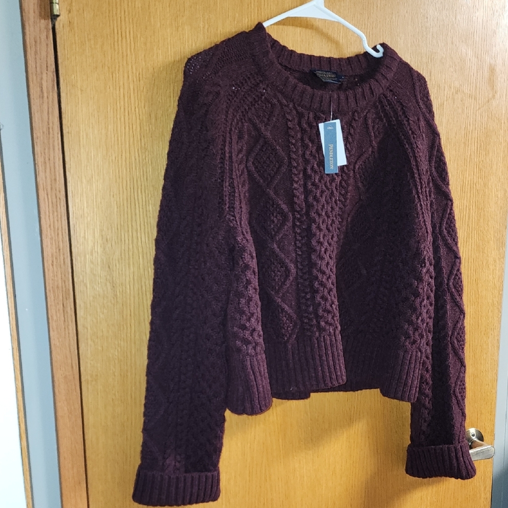 Pendleton Burgundy Cable Knit Sweater